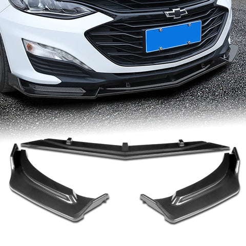 For 2019-2021 Chevrolet Malibu Carbon Style Front Bumper Body Kit Spoiler Lip 3pcs + For 2016-2024 Chevy Malibu W-Power Carbon Painted V-Style Trunk Lid Spoiler Wing