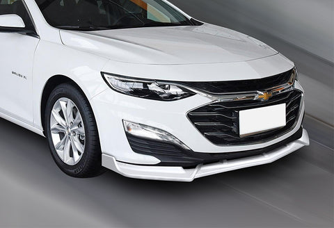 For 2019-2021 Chevrolet Malibu Painted White Front Bumper Body Kit Spoiler Lip  3pcs + For 2016-2024 Chevy Malibu W-Power Pearl White V-Style Trunk Lid Spoiler Wing