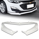 For 2019-2021 Chevrolet Malibu Painted White Front Bumper Body Kit Spoiler Lip  3pcs + For 2016-2024 Chevy Malibu W-Power Pearl White V-Style Trunk Lid Spoiler Wing