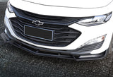 For 2019-2021 Chevrolet Malibu Unpainted Black Front Bumper Body Kit Lip 3pcs + For 2016-2024 Chevy Malibu W-Power Unpainted Black V-Style Trunk Spoiler Wing