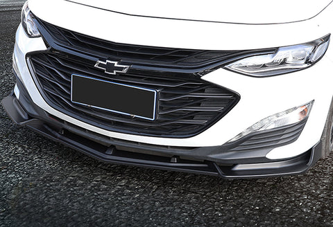 For 2019-2021 Chevrolet Malibu Unpainted Black Front Bumper Body Kit Lip 3pcs + For 2016-2024 Chevy Malibu W-Power Unpainted Black V-Style Trunk Spoiler Wing