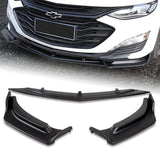 For 2019-2021 Chevrolet Malibu Unpainted Black Front Bumper Body Kit Lip 3pcs + For 2016-2024 Chevy Malibu W-Power Unpainted Black V-Style Trunk Spoiler Wing