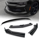 For 2016-2018 Chevy Camaro Painted Black ZL1 Style Front Bumper Body Kit Lip 3pcs + For 16-20 Chevy Camaro Factory Style 3-Piece Painted BLK ABS Rear Trunk Spoiler