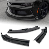 For 2016-2018 Chevy Camaro Painted Black ZL1 Style Front Bumper Body Kit Lip 3pcs + For 16-20 Chevy Camaro Factory Style 3-Piece Painted BLK ABS Rear Trunk Spoiler