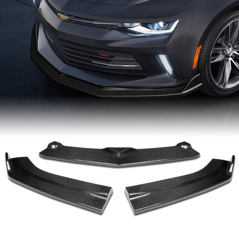 For 2016-2018 Chevy Camaro Real Carbon Fiber ZL1 Style Front Bumper Body Kit Lip 3pcs + For 2016-2018 Chevy Camaro Coupe Real Carbon Fiber Rear Window Roof Spoiler Wing