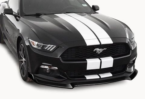 For 2018-2023 Ford Mustang Painted Black GT-Style Front Bumper Body Kit Lip 3pcs + For 2015-2023 Ford Mustang Coupe Shark Fin Matt Black Vortex Rear Roof Spoiler