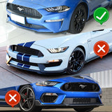 For 2018-2023 Ford Mustang Painted Black GT-Style Front Bumper Body Kit Lip 3pcs + For 2015-2023 Ford Mustang Coupe Shark Fin Matt Black Vortex Rear Roof Spoiler