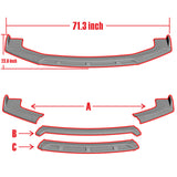 Universal  Matt Black Configurable of up 3-Different Style Front Bumper Lip Spoiler  4 pieces