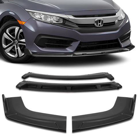 Universal Black Configurable of up 3-Different Style Front Bumper Lip Spoiler  4 pieces