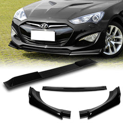 For 2013-2016 Hyundai Genesis Coupe Painted Black KS-Style Front Bumper Body Lip 3pcs + For 2010-2016 Hyundai Genesis Coupe W-Power Pearl Black Rear Roof Visor Spoiler