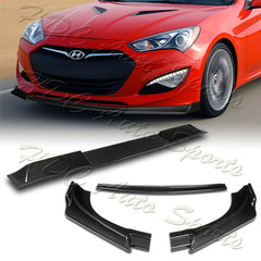 For 2013-2016 Hyundai Genesis Coupe Carbon Look KS-Style Front Bumper Body Lip 3pcs + For 2010-2016 Hyundai Genesis Coupe W-Power Carbon Look Rear Roof Visor Spoiler
