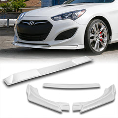 For 2013-2016 Hyundai Genesis Coupe Painted White KS-Style Front Bumper Body Lip 3pcs + For 2010-2016 Hyundai Genesis Coupe W-Power Pearl White Rear Roof Visor Spoiler