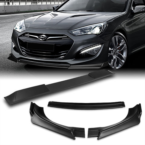 For 2013-2016 Hyundai Genesis Coupe Matt Black KS-Style Front Bumper Spoiler Lip 3pcs + For 2010-2016 Hyundai Genesis Coupe W-Power Matt Black Rear Roof Visor Spoiler