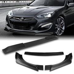 For 2013-2016 Hyundai Genesis Coupe Matt Black KS-Style Front Bumper Spoiler Lip 3pcs + For 2010-2016 Hyundai Genesis Coupe W-Power Matt Black Rear Roof Visor Spoiler