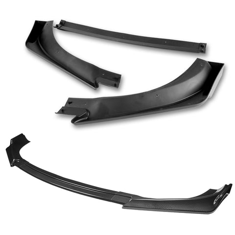 For 2013-2016 Hyundai Genesis Coupe Carbon Look KS-Style Front Bumper Body Lip 3pcs + For 2010-2016 Hyundai Genesis Coupe W-Power Carbon Look Rear Roof Visor Spoiler