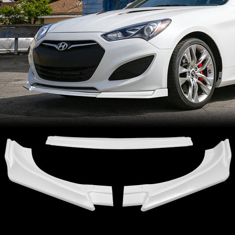 For 2013-2016 Hyundai Genesis Coupe Painted White KS-Style Front Bumper Body Lip 3pcs + For 2010-2016 Hyundai Genesis Coupe W-Power Pearl White Rear Roof Visor Spoiler