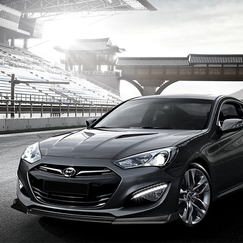 For 2013-2016 Hyundai Genesis Coupe Matt Black KS-Style Front Bumper Spoiler Lip 3pcs + For 2010-2016 Hyundai Genesis Coupe W-Power Matt Black Rear Roof Visor Spoiler