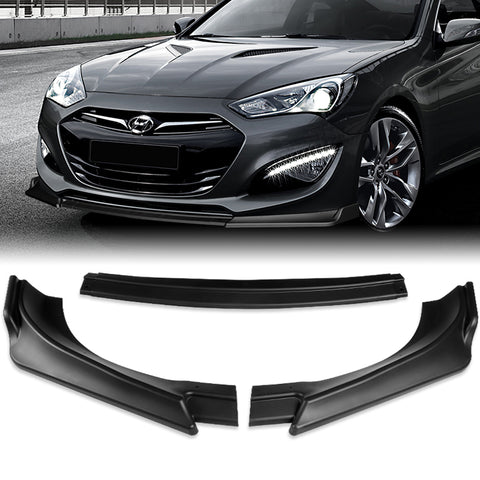 For 2013-2016 Hyundai Genesis Coupe Matt Black KS-Style Front Bumper Spoiler Lip 3pcs + For 2010-2016 Hyundai Genesis Coupe W-Power Matt Black Rear Roof Visor Spoiler