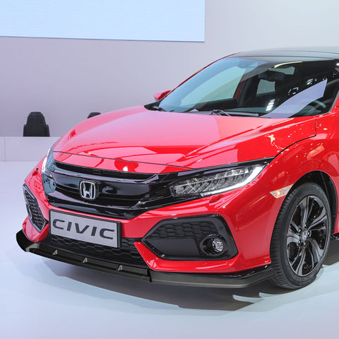 For 2017-2021 Honda Civic Hatchback MUG-Style Matt Black Front Bumper Spoiler Lip  3pcs