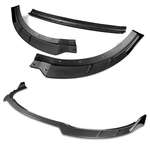 For 2015-2021 Dodge Charger RA-Style Carbon Look Front Bumper Body Spoiler Lip 3pcs + For 2015-2019 Dodge Charger SRT-Style Carbon Look Rear Bumper Lip Aprons 2pcs