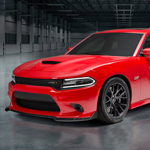 For 2015-2021 Dodge Charger RA-Style Black Front Bumper Body Spoiler Lip 3pcs + For 2015-2019 Dodge Charger SRT-Style Black Rear Bumper Lip Aprons Polyurethane 2pcs