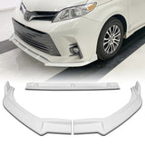 For 2018-2020 Toyota Sienna MP-Style Painted White Color Front Bumper Splitter Spoiler Lip 3 Pcs