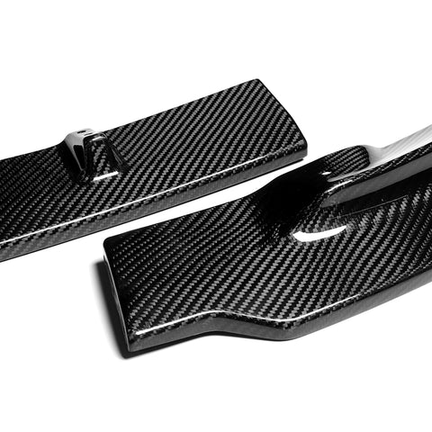For 2020-2024 Tesla Model Y Real Carbon Fiber Front Bumper Spoiler Splitter Lip 3pcs + For 2020-2024 Tesla Model Y Carbon Fiber Rear Roof Window Visor Spoiler Wing