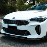 For 2018-2023 Kia Stinger GT-Line Carbon Fiber Front Bumper Splitter Spoiler Lip 3pcs + For 2018-2023 Kia Stinger GT Real Carbon Fiber Side View Mirror Covers Cap Trim 2pcs