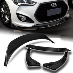 For 2013-2017 Hyundai Veloster Turbo Carbon Fiber Front Bumper Body Spoiler Lip 3pcs + For 2013-2017 Hyundai Veloster Turbo Carbon Fiber Rear Roof Lid Spoiler Wing