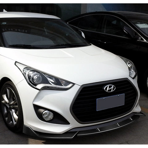 For 2013-2017 Hyundai Veloster Turbo Carbon Fiber Front Bumper Body Spoiler Lip 3pcs + For 2013-2017 Hyundai Veloster Turbo Carbon Fiber Rear Roof Lid Spoiler Wing