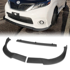 For 2011-2017 Toyota Sienna SE MP-Style Unpainted Matte Black Color Front Bumper Splitter Spoiler Lip 3 Pcs