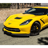 For 2014-2019 Chevrolet Corvette C7 ST-Style Matt Black Front Bumper Spoiler Lip 3pcs + For 2014-2019 Corvette C7 Black Side Window Louvers Scoop Sunshade Cover Vent