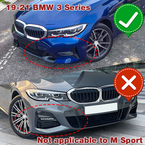 2019-2021 BMW G20 G21 3-Series Sport Painted White Front Bumper Body Kit Spoiler Lip + Side Skirt Rocker Winglet Canard Diffuser Wing  Body Splitter ABS (Glossy White) 5PCS