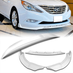 For 2011-2014 Hyundai Sonata STP-Style Painted White Front Bumper Spoiler Lip 3pcs + For 2011-2014 Hyundai Sonata W-Power Pearl White V-Style Trunk Lid Spoiler Wing