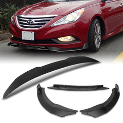 For 2011-2014 Hyundai Sonata STP-Style Matt Black Front Bumper Body Spoiler Lip 3pcs + For 2011-2014 Hyundai Sonata W-Power Unpainted Black V-Style Trunk Spoiler Wing