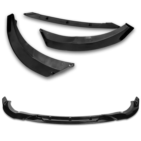 For 2011-2014 Hyundai Sonata STP-Style Painted Black Front Bumper Spoiler Lip  3pcs + For 2011-2014 Hyundai Sonata W-Power Pearl Black V-Style Trunk Lid Spoiler Wing