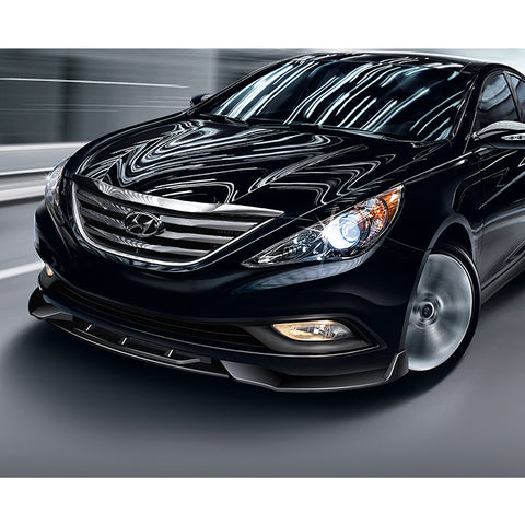 For 2011-2014 Hyundai Sonata STP-Style Painted Black Front Bumper Spoiler Lip  3pcs + For 2011-2014 Hyundai Sonata W-Power Pearl Black V-Style Trunk Lid Spoiler Wing