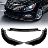 For 2011-2014 Hyundai Sonata STP-Style Painted Black Front Bumper Spoiler Lip  3pcs + For 2011-2014 Hyundai Sonata W-Power Pearl Black V-Style Trunk Lid Spoiler Wing