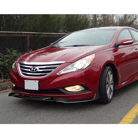 For 2011-2014 Hyundai Sonata STP-Style Carbon Look Front Bumper Body Spoiler Lip 3pcs + For 2011-2014 Hyundai Sonata W-Power Carbon Painted V-Style Trunk Spoiler Wing