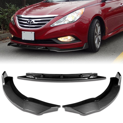 For 2011-2014 Hyundai Sonata STP-Style Carbon Look Front Bumper Body Spoiler Lip 3pcs + For 2011-2014 Hyundai Sonata W-Power Carbon Painted V-Style Trunk Spoiler Wing