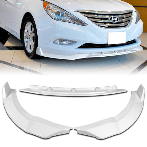 For 2011-2014 Hyundai Sonata STP-Style Painted White Front Bumper Spoiler Lip 3pcs + For 2011-2014 Hyundai Sonata W-Power Pearl White V-Style Trunk Lid Spoiler Wing