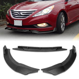 For 2011-2014 Hyundai Sonata STP-Style Matt Black Front Bumper Body Spoiler Lip 3pcs + For 2011-2014 Hyundai Sonata W-Power Unpainted Black V-Style Trunk Spoiler Wing