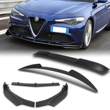 For 2017-2021 Alfa Romeo Giulia Matt Black Front Bumper Body Kit Spoiler Lip 3pcs + For 2017-2023 Alfa Romeo Giulia W-Power Primer Black V-Style Trunk Spoiler Wing + For 2017-2023 Alfa Romeo Giulia W-Power ABS Black Rear Roof Visor Spoiler Wing