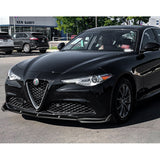 For 2017-2021 Alfa Romeo Giulia Painted Black Front Bumper Body Kit Spoiler Lip 3pcs + For 2017-2023 Alfa Romeo Giulia W-Power Pearl Black V-Style Trunk Spoiler Wing + For 2017-2023 Alfa Romeo Giulia W-Power Pearl Black Rear Roof Visor Spoiler Wing