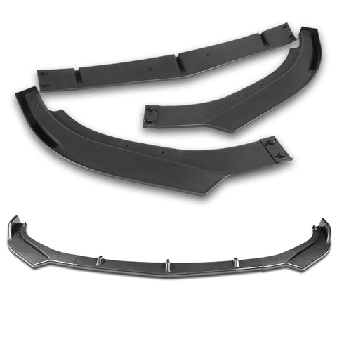 For 2017-2021 Alfa Romeo Giulia Carbon Look Front Bumper Body Kit Spoiler Lip 3pcs + For 2017-2023 Alfa Romeo Giulia W-Power Carbon Look V-Style Trunk Spoiler Wing + For 2017-2023 Alfa Romeo Giulia W-Power Carbon Look Rear Roof Visor Spoiler Wing