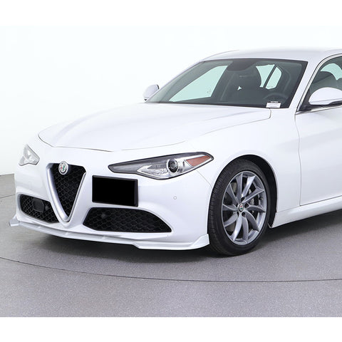 For 2017-2021 Alfa Romeo Giulia Painted White Front Bumper Body Kit Spoiler Lip 3pcs + For 2017-2023 Alfa Romeo Giulia W-Power Pearl White V-Style Trunk Spoiler Wing +
