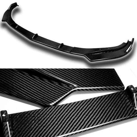 For 2017-2021 Alfa Romeo Giulia Carbon Fiber Front Bumper Splitter Spoiler Lip 3pcs + For 2017-2023 Alfa Romeo Giulia Real Carbon Fiber Side View Mirror Covers Cap  2pcs