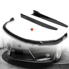 For 2013-2015 Lexus ES350 ES300h Painted Black Front Bumper Splitter Spoiler Lip + 31"x4" Universal Painted Black Side Skirt Rocker Splitters Diffuser Winglet Wind  5pcs