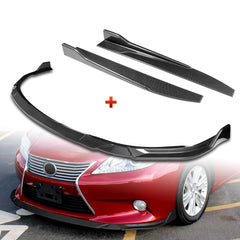 For 2013-2015 Lexus ES350 ES300h Carbon Look Front Bumper Splitter Spoiler Lip + 31"x4" Universal Carbon Style Side Skirt Rocker Splitters Diffuser Winglet Wind  5pcs