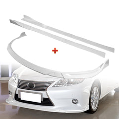 For 2013-2015 Lexus ES350 ES300h Painted White Front Bumper Splitter Spoiler Lip + 86" x 4" Universal Painted White Side Skirt Extension Rocker Splitters Lip 9pcs